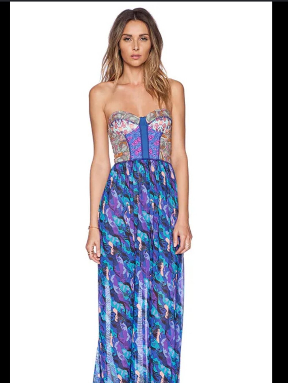 Maaji Longchamp Legacy Blue & Purple Horse Print Maxi Boho Dress - Size S
